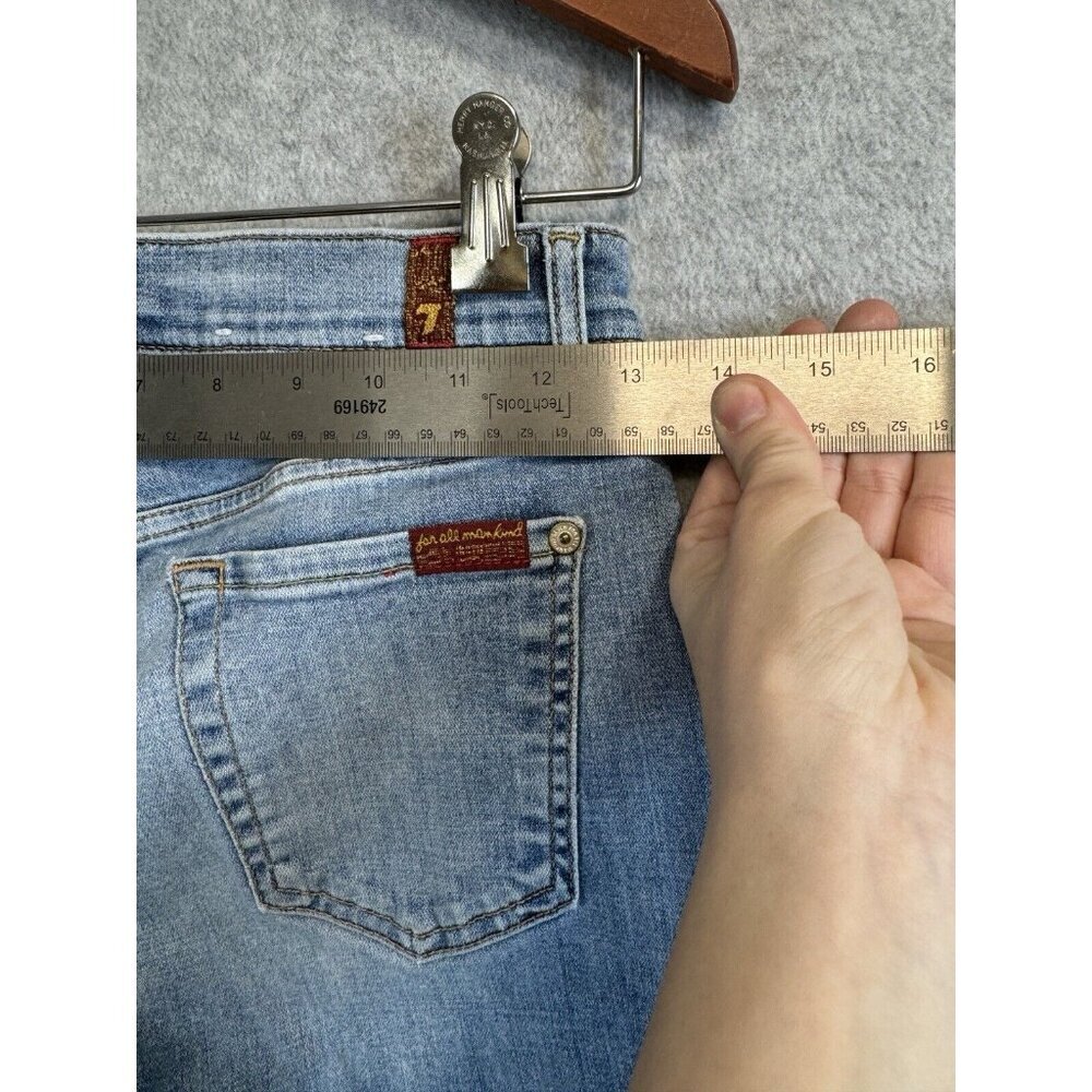 Seven 7 For All Mankind The Ankle Skinny Jeans Sz 25 Mid Rise Light Wash EUC - Picture 4 of 15